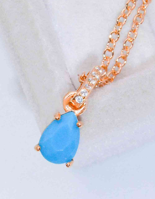 Load image into Gallery viewer, Teardrop Turquoise 4-Prong Pendant Necklace
