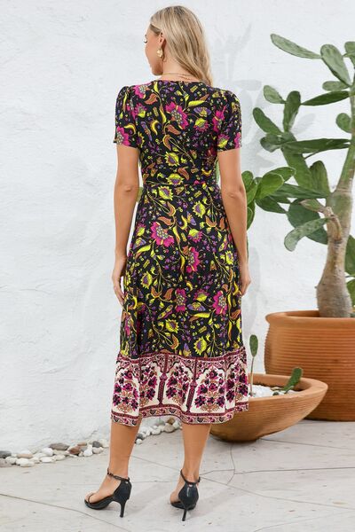 Load image into Gallery viewer, Printed Surplice Short Sleeve Dress
