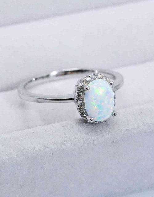 Load image into Gallery viewer, 925 Sterling Silver 4-Prong Opal Ring
