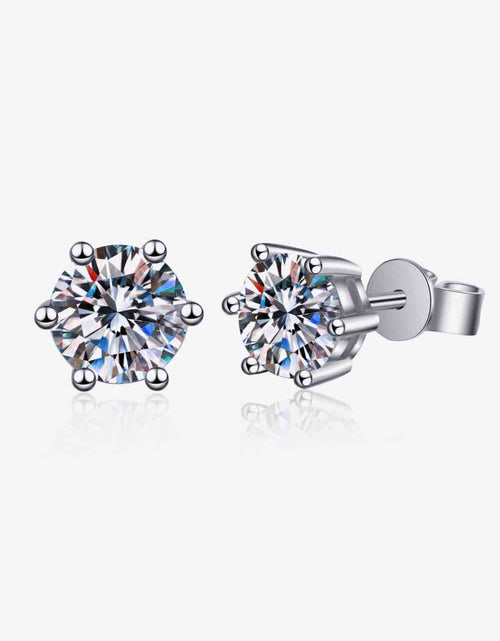 Load image into Gallery viewer, 925 Sterling Silver 6-Prong 2 Carat Moissanite Stud Earrings
