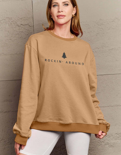 Load image into Gallery viewer, Simply Love Full Size ROCKIN AROUND  Long Sleeve Sweatshirt
