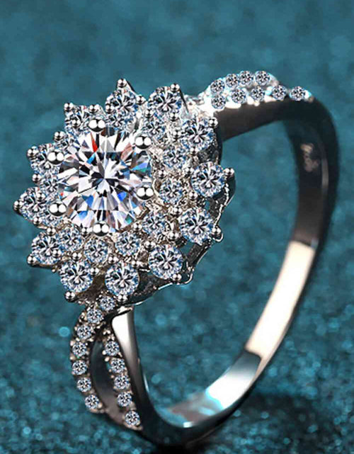 Load image into Gallery viewer, Moissanite Flower-Shape Split Shank Ring
