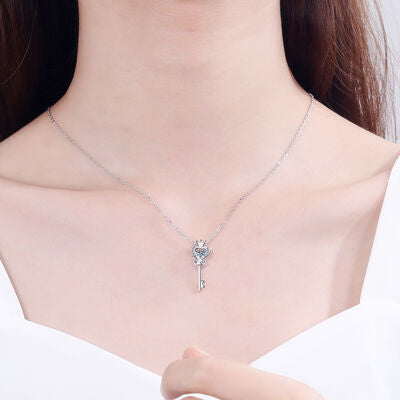 Load image into Gallery viewer, Key Shape Moissanite 925 Sterling Silver Necklace
