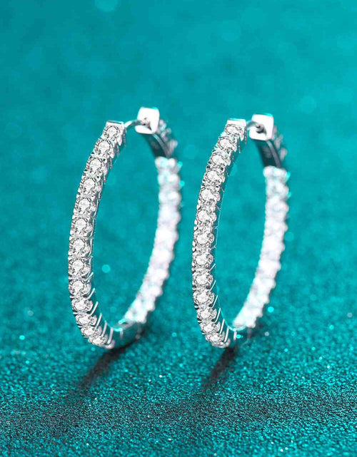 Load image into Gallery viewer, Moissanite Rhodium-Plated Hoop Earrings
