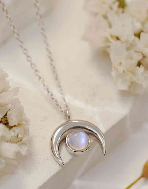 Load image into Gallery viewer, High Quality Natural Moonstone Moon Pendant 925 Sterling Silver Necklace
