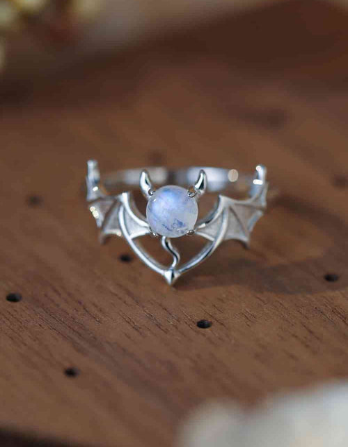 Load image into Gallery viewer, Moonstone Bat 925 Sterling Silver Ring
