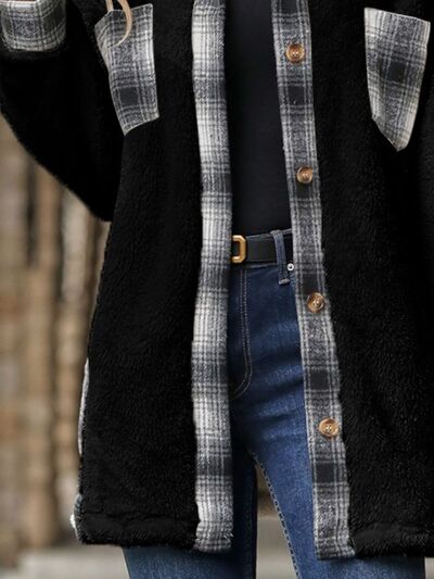 Load image into Gallery viewer, Plaid Contrast Dropped Shoulder Coat
