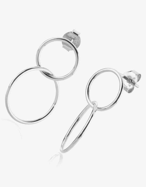 Load image into Gallery viewer, 925 Sterling Silver Double Hoop Drop Earrings
