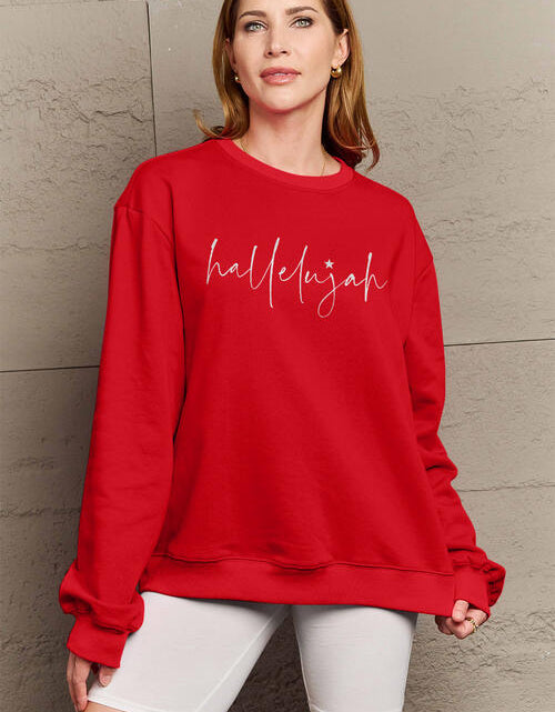 Load image into Gallery viewer, Simply Love Full Size Letter Graphic Long Sleeve Sweatshirt
