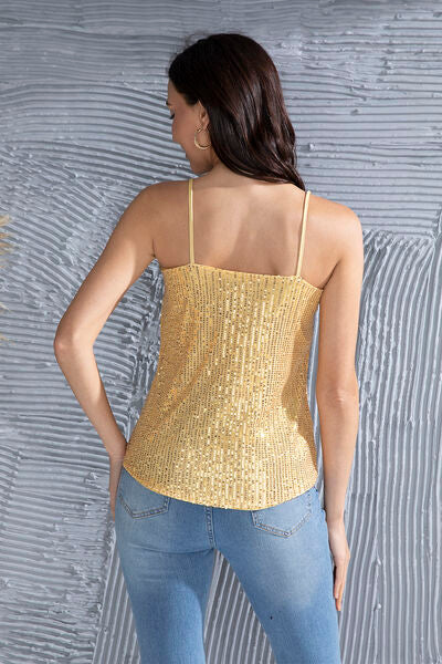 Load image into Gallery viewer, Sequin V-Neck Spaghetti Strap Cami
