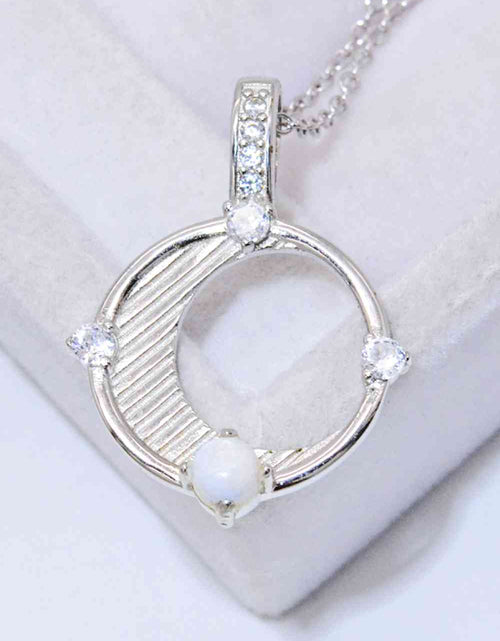 Load image into Gallery viewer, Inlaid Zircon and Natural Moonstone Pendant Necklace
