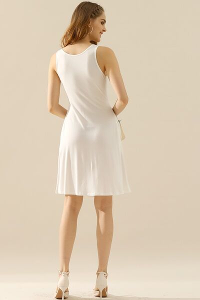 Load image into Gallery viewer, Doublju Full Size Round Neck Ruched Sleeveless Dress with Pockets
