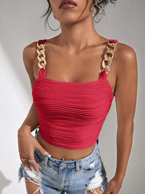 Load image into Gallery viewer, Chain Detail Square Neck Tank
