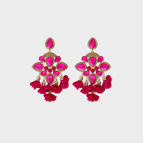 Load image into Gallery viewer, Flower Shape Rhinestone Alloy Dangle Earrings
