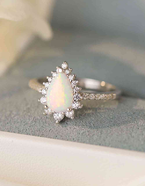 Load image into Gallery viewer, Platinum-Plated Opal Pear Shape Ring
