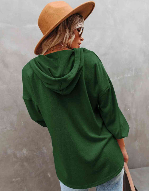 Load image into Gallery viewer, Buttoned Drop Shoulder Hoodie
