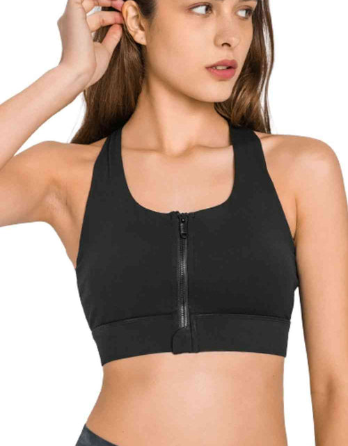 Load image into Gallery viewer, Zip Up Racerback Sports Bra
