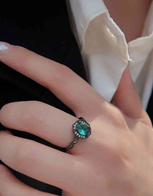 Load image into Gallery viewer, 925 Sterling Silver Paraiba Blue Zircon 4-Prong Ring
