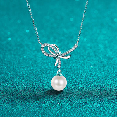 Load image into Gallery viewer, Natural Pearl Pendant Moissanite 925 Sterling Silver Necklace
