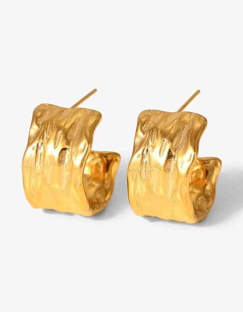 Load image into Gallery viewer, 18K Gold-Plated Hammered C-Hoop Earrings
