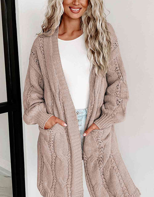 Load image into Gallery viewer, Cable-Knit Dropped Shoulder Cardigan
