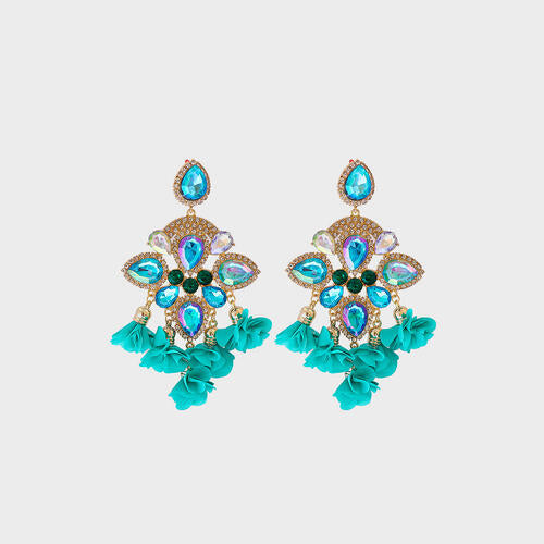 Load image into Gallery viewer, Flower Shape Rhinestone Alloy Dangle Earrings
