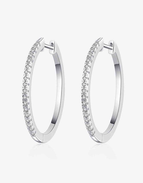 Load image into Gallery viewer, Rhodium-Plated Moissanite Hoop Earrings
