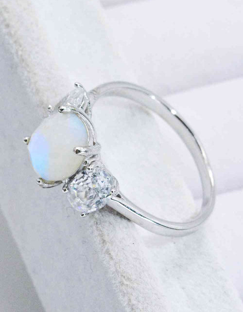 Load image into Gallery viewer, Natural Moonstone and Zircon Ring
