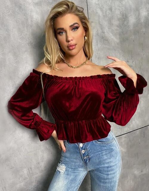 Load image into Gallery viewer, Off-Shoulder Flounce Sleeve Blouse
