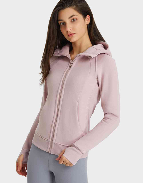 Load image into Gallery viewer, Zip Up Seam Detail Hooded Sports Jacket
