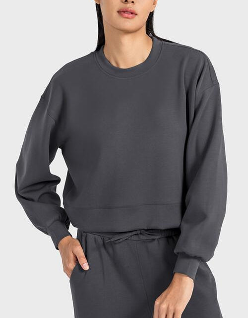 Load image into Gallery viewer, Round Neck Drop Shoulder Sports Top
