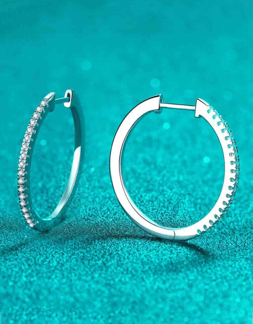 Load image into Gallery viewer, Rhodium-Plated Moissanite Hoop Earrings
