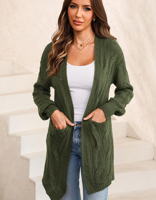 Load image into Gallery viewer, Cable-Knit Dropped Shoulder Cardigan
