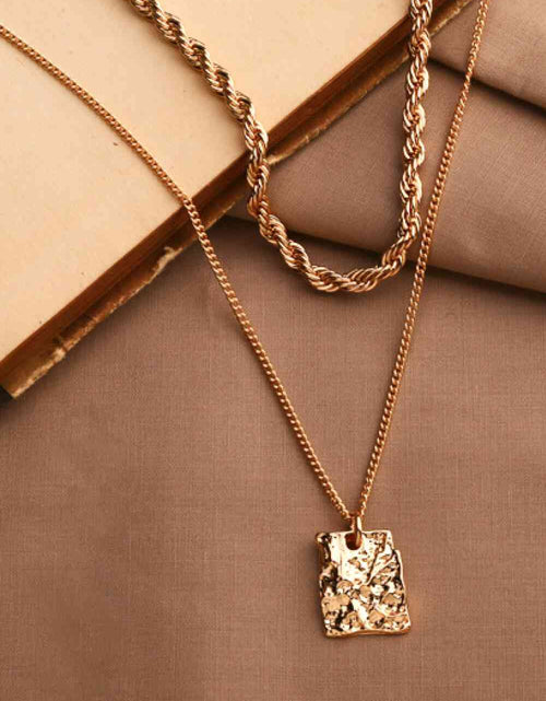 Load image into Gallery viewer, 18K Gold Plated Double-Layered Twisted Pendant Necklace
