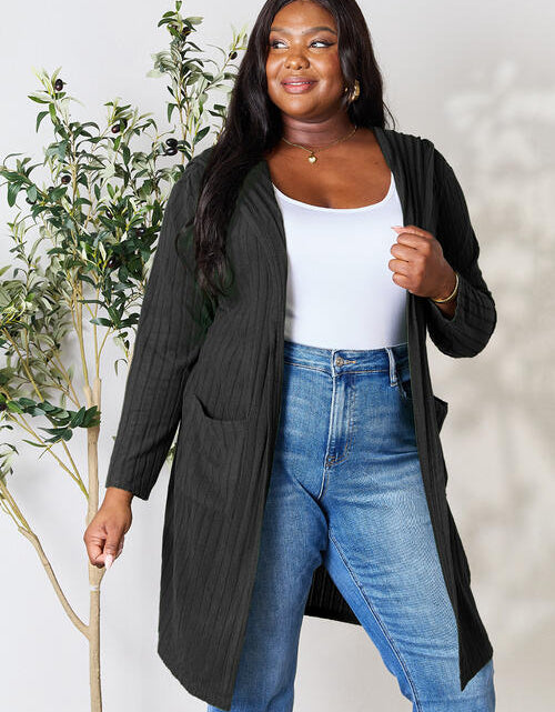 Load image into Gallery viewer, Basic Bae Full Size Ribbed Open Front Long Sleeve Cardigan
