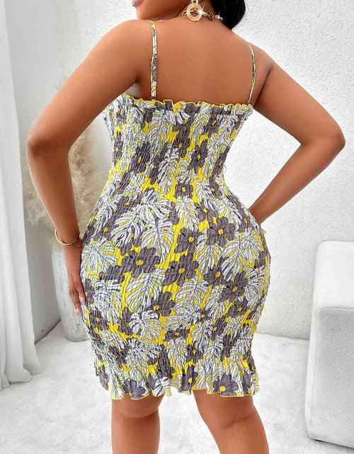 Load image into Gallery viewer, Plus Size Spaghetti Strap Cutout Ruffle Hem Dress
