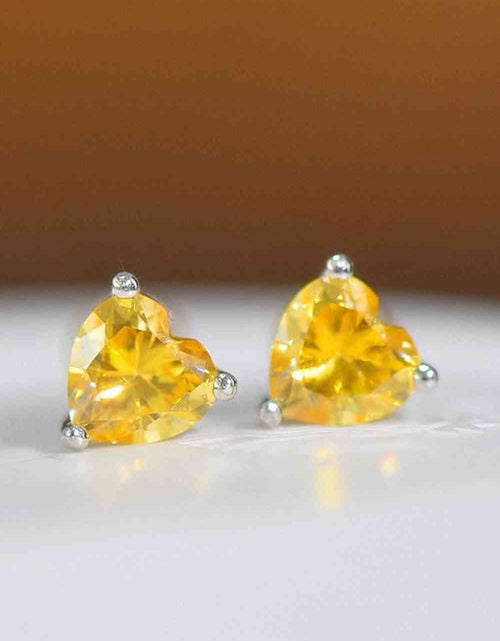 Load image into Gallery viewer, 2 Carat Yellow Heart Moissanite Platinum-Plated Earrings
