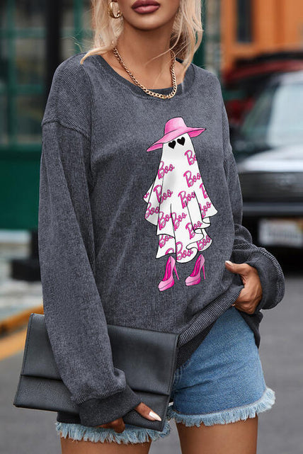 Load image into Gallery viewer, BOO Ghost Graphic Drop Shoulder Sweatshirt
