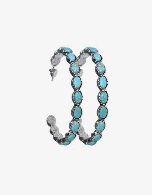 Load image into Gallery viewer, Artificial Turquoise C-Hoop Earrings
