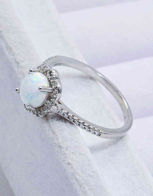 Load image into Gallery viewer, Platinum-Plated 4-Prong Opal Ring
