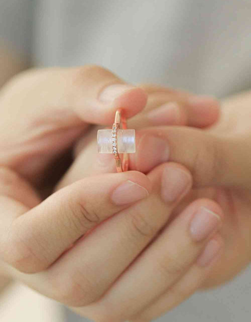 Load image into Gallery viewer, Natural Moonstone Platinum-Plated Ring
