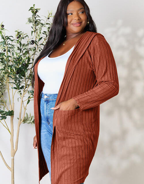 Load image into Gallery viewer, Basic Bae Full Size Ribbed Open Front Long Sleeve Cardigan
