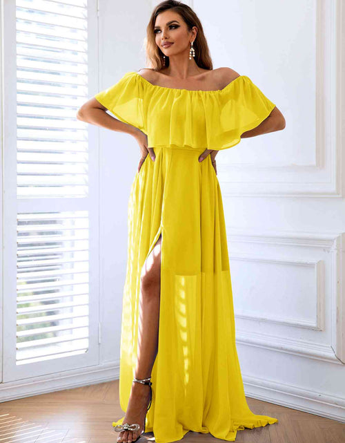 Load image into Gallery viewer, Off-Shoulder Layered Split Maxi Dress
