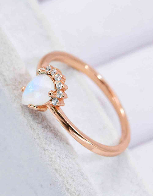 Load image into Gallery viewer, 18K Rose Gold-Plated Pear Shape Natural Moonstone Ring
