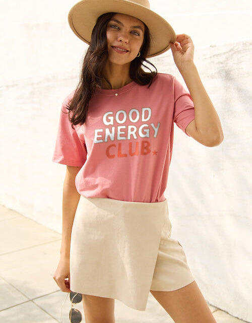 Load image into Gallery viewer, Simply Love Full Size GOOD ENERGY CLUB Short Sleeve T-Shirt
