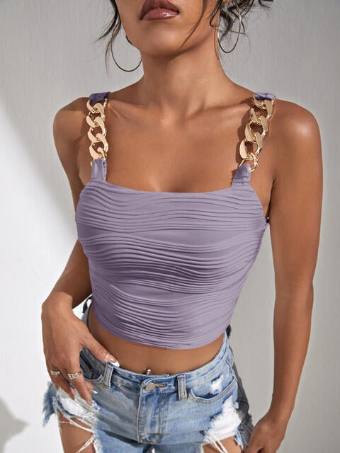 Load image into Gallery viewer, Chain Detail Square Neck Tank
