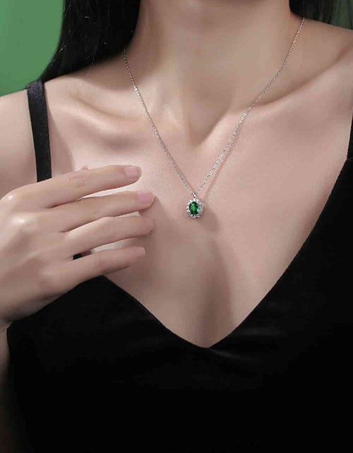 Load image into Gallery viewer, 1.5 Carat Lab-Grown Emerald 925 Sterling Silver Necklace
