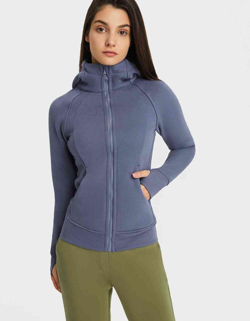 Load image into Gallery viewer, Zip Up Seam Detail Hooded Sports Jacket
