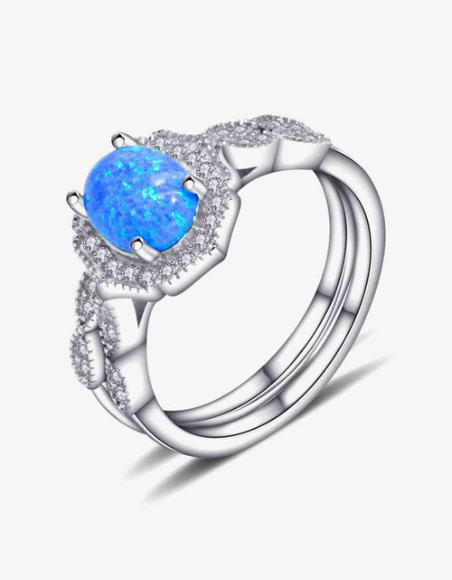 Load image into Gallery viewer, 2-Piece 925 Sterling Silver Opal Ring Set
