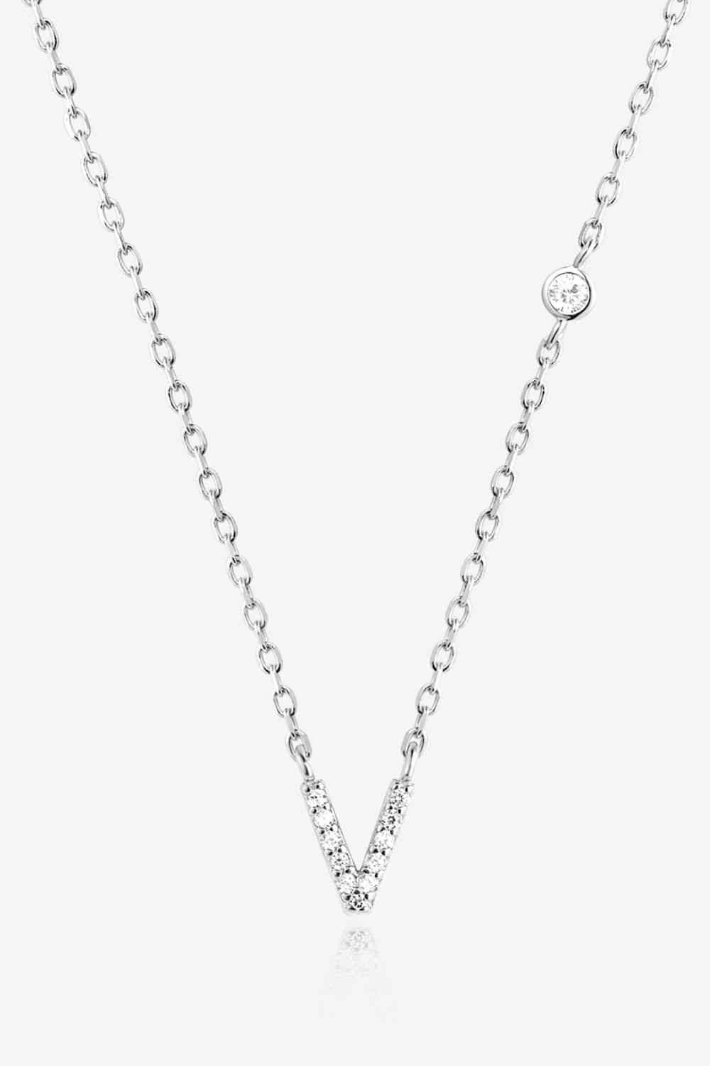 V To Z Zircon 925 Sterling Silver Necklace